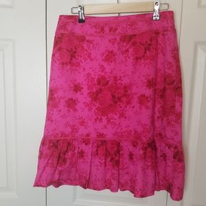 Ann Taylor 8 Pink Floral Ruffle Skirt Lined